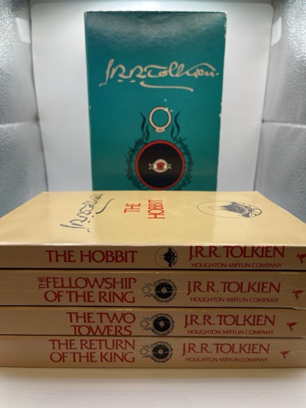JRR Tolkien 1978 Houghton Mifflin 4 Book Box Set The Hobbit Lord Of The Rings